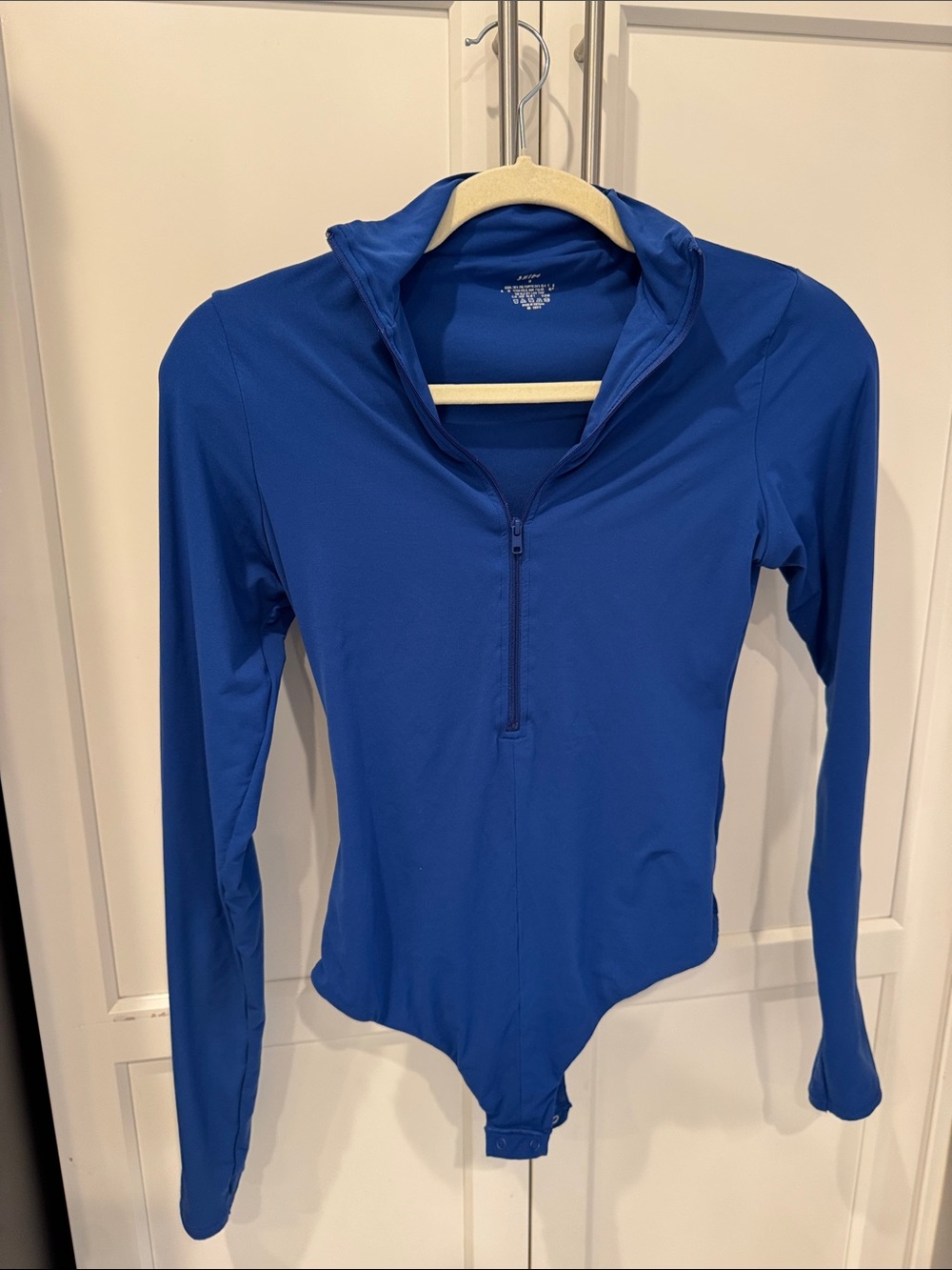 SKIMS Long-Sleeve Zip Front One-Piece Swimsuit in Royal Blue - Picture 6 of 6